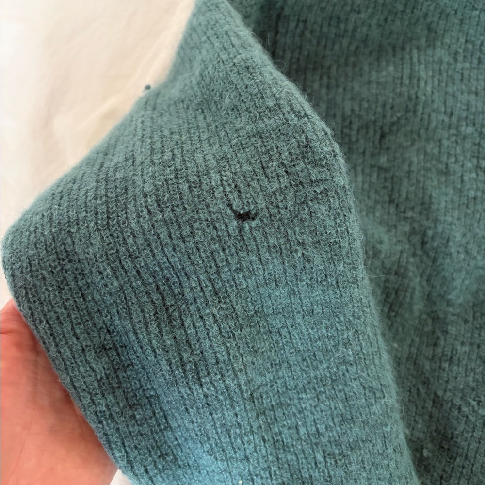 Sezane Teal Button-Front Wool Blend Cardigan - Picture 3 of 4